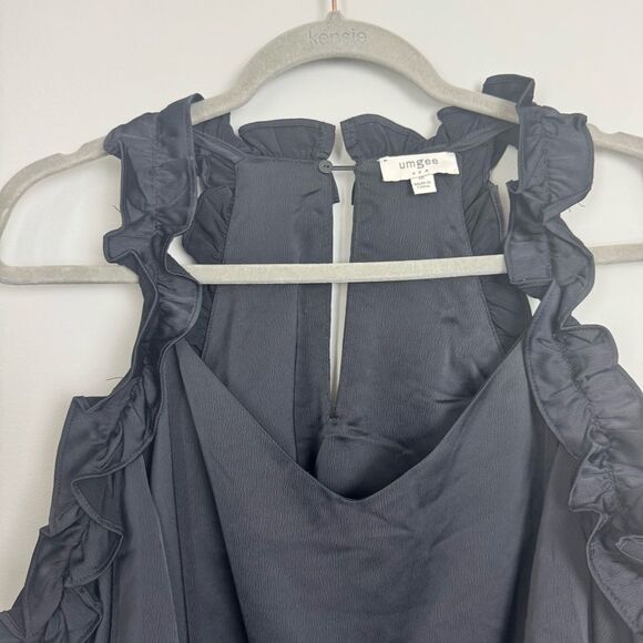 UMGEE | Ruffle Detail Cold Shoulder Black Mini Dress Women’s Size Medium - Picture 3 of 8